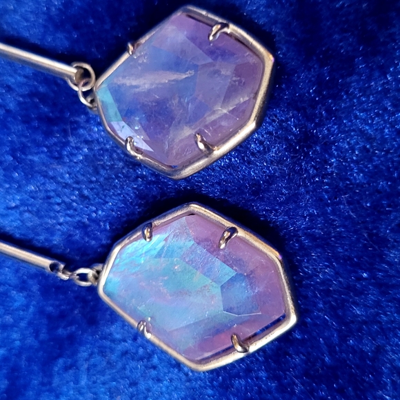Kendra Scott (Charmian) Amethyst Dichroic Glass Statement Earrings - Picture 6 of 13